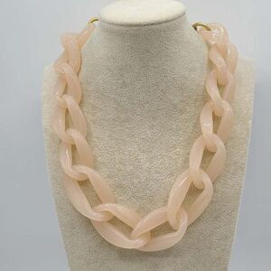J Crew Large Chunky Lucite Chain Link Necklace beige ish peach ish pink ish